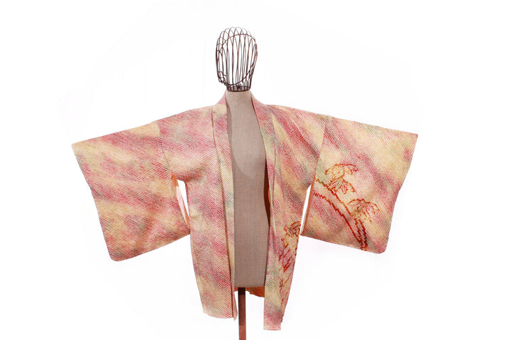 Handwoven Multicolor Haori Kimono Jacket with Autumn Motif