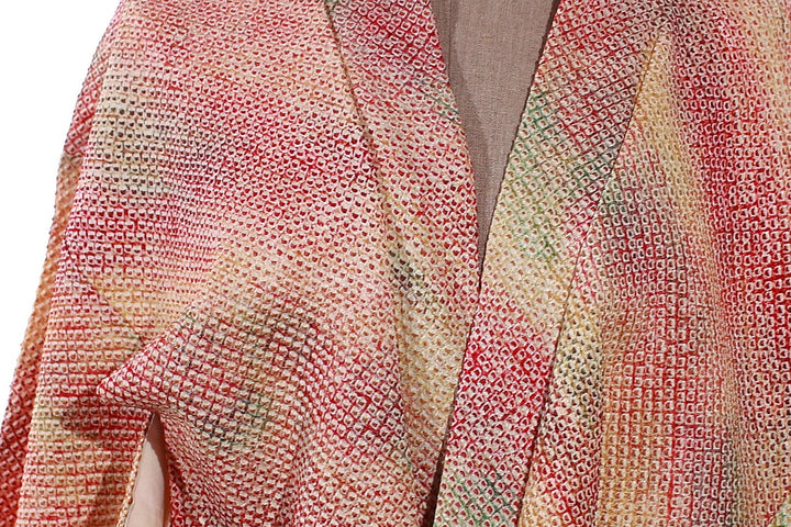 Handwoven Multicolor Haori Kimono Jacket with Autumn Motif