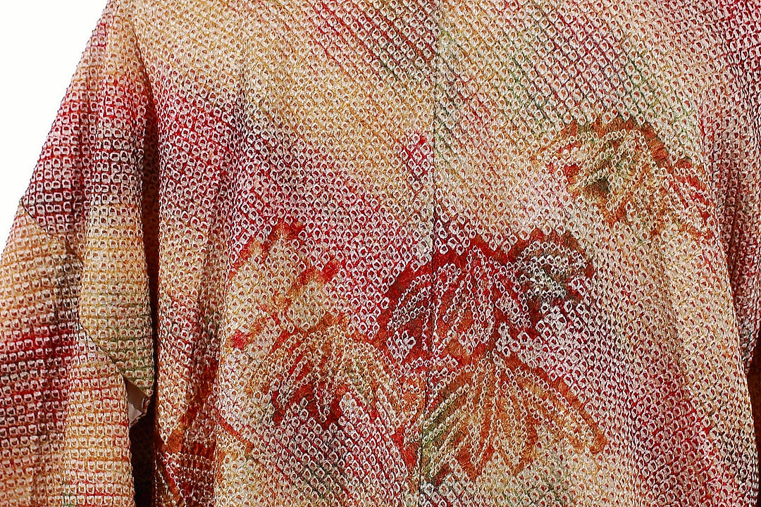 Handwoven Multicolor Haori Kimono Jacket with Autumn Motif