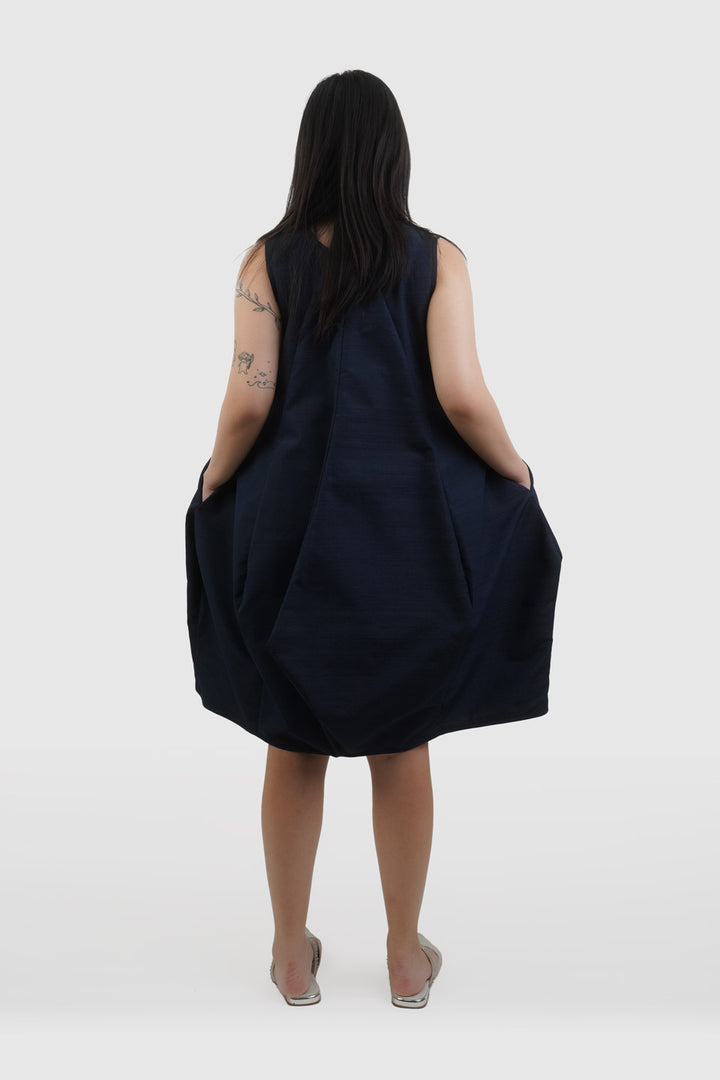 Airy Boat Neck Sleeveless Silk Dress | Ren