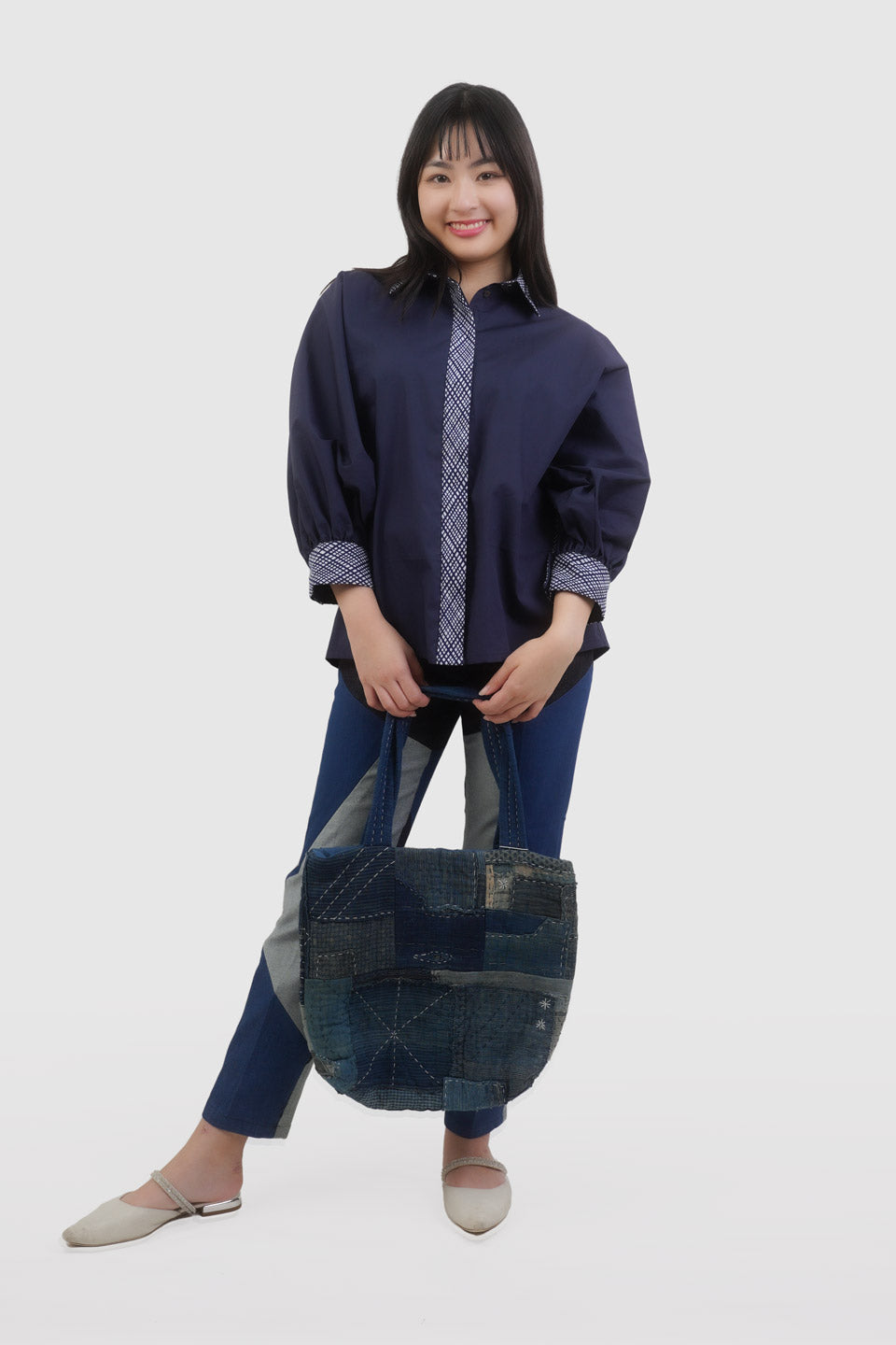 Japanese Denim Patchwork Tote Bag | Hana