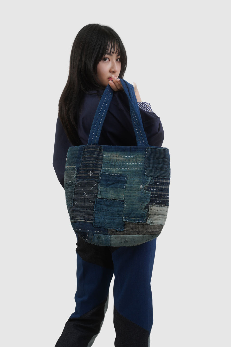 Japanese Denim Patchwork Tote Bag | Hana